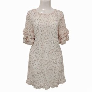 Cece - Dotted Swiss Floral Ruffle White Dress
